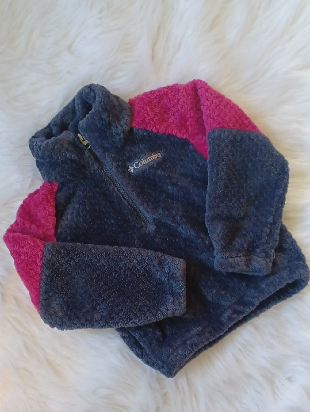 Columbia Fire Side II Half Zip Fleece Pullover. Pink And Gray. Girls 4/5.